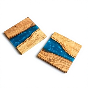 Multifunctional Wooden Resin coaster Non-slip drink Modern <b>table</b> decoration mats & Pads Square shape coaster set <b>Placemats</b> - Product Image 1