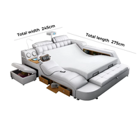 Lit intelligent en vente avec dossier réglable, massages électriques, canapé sectionnel en cuir véritable, lampe de luminosité réglable, lit réglable