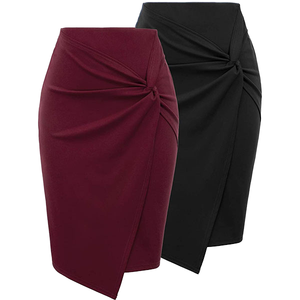 Jupe Crayon de Bureau Professionnelle Formelle pour Femmes Taille Haute Élastique Asymétrique Portefeuille à Porter au Travail - Product Image 1