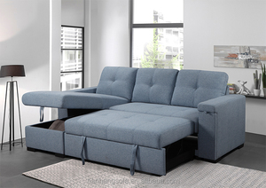 Sofá cama extensible en forma de L de diseño moderno multifuncional para sala de estar con carga USB - Product Image 4