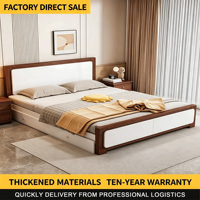 Chevets de lit en bois massif écologiques et durables, matelas en fibre de coco, lit plateforme moderne taille Queen, montage facile pour chambre à coucher