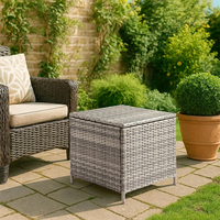 Boîte de rangement multifonctionnelle pour terrasse, table basse latérale en rotin pour patio, balcon et jardin.
