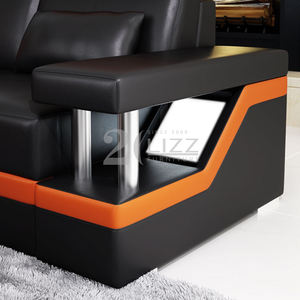 Duitsland Sofa De Salon Moderne Woonkamer Lounge Suites Zwart Lederen Grote Sectionele Sofa - Product Image 3