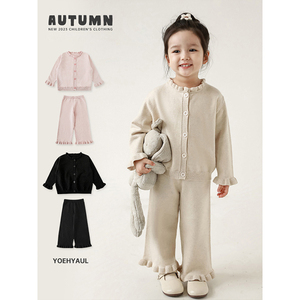 طقم ملابس أطفال YOEHYAUL صوف محبوك للفتيات الصغيرات - قطعتين - Product Image 1