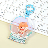 Porte-clés personnalisable en acrylique pour anime et dessins animés – Impression double face, léger, écologique, avec breloque et design holographique scintillant