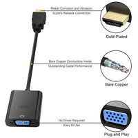 Adaptateur numérique premium 1080P HD mâle vers VGA femelle, convertisseur HDMI vers VGA pour ordinateur, PC portable, moniteur, projecteur