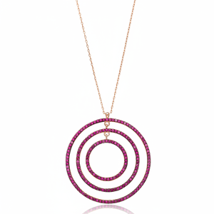 Diseño de círculo hueco abierto Ruby Zircon piedra forma encanto colgante turco hecho a mano 925 joyería de plata esterlina - Product Image 2