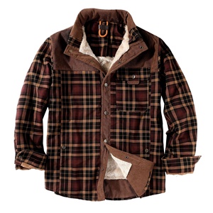 Custom Men's Casual Outdoor Autumn Winter Windproof Long Sleeve Plaid Work Flannel <strong>Lined</strong> Mens <strong>Fleece</strong> Jacket <strong>Shirt</strong> - Product Image 2