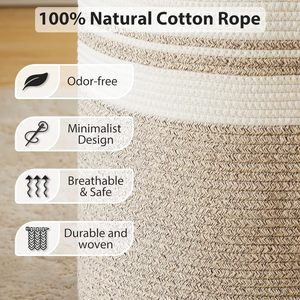 Lớn 58L nâu trắng giặt cản trở cao dệt giỏ lưu trữ cho vườn ươm phòng ngủ phòng khách cho tổ chức chăn bẩn - Product Image 4