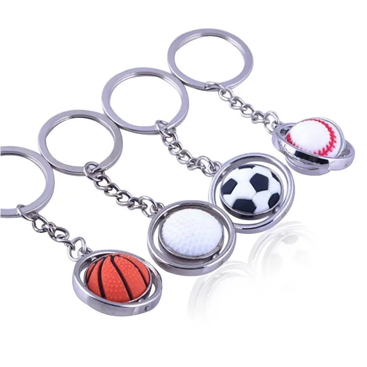 Futbol topu anahtarlık-paslanmaz çelik dönen 3D spor anahtarlık futbol anahtarlık için doğum günü hediyesi