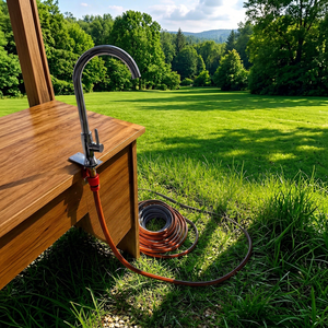 Robinet d'eau métallique fixe pour tuyau d'arrosage avec adaptateur rapide pour camping, montage sur table, utilisation extérieure - Product Image 1