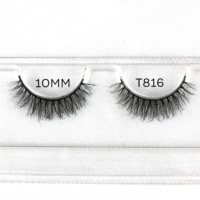 Cils artificiels en fourrure synthétique T816 Private Label, faits à la main, effet vison, soyeux et naturels, avec logo et boîte personnalisés