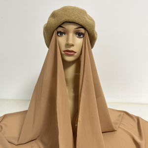 Chapeau béret musulman de style français pour femmes <span class=keywords><strong>avec</strong></span> <span class=keywords><strong>hijab</strong></span> instantané en mousseline de soie Châle et écharpe d'été tout-en-un en mousseline de soie - Product Image 1