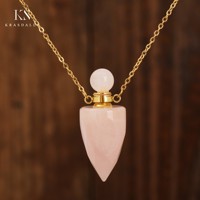 Mode nouvelle bouteille de parfum pendentif couleur pierre collier tempérament Texture femmes cadeaux bijoux pendentifs en acier inoxydable