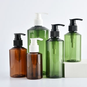 Bouteilles en plastique PET rechargeables avec logo personnalisé 100/200/300/500 ml Contenants cosmétiques <span class=keywords><strong>vert</strong></span> ambre pour shampoing, lotion, soin de la peau - Product Image 4