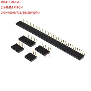 1X/2/3/4/5/6/8/10/40 PIN Single Row Right Angle FEMALE PIN HEADER 2.54MM PITCH Strip Connector Socket 3p/4p/6p/8p/20p/40p