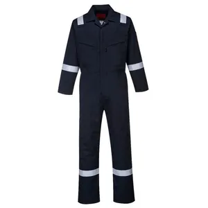 Polyester Cotton Fabric Flame Resistant Reflective Stripe Working Wear Uniforms Coverall