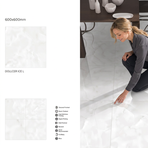 Ice Light 600x600mm Glossy Polished Porcelain Tiles Marble Effect Interior Floor Design Premium - Product Image 1