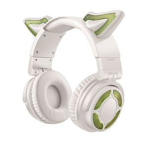 Audífonos Plegables con Orejas de Gato Rosas y Luces LED, Micrófono Inalámbrico, Audífonos Supraaurales para Niñas - Product Image 1