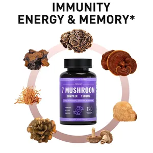 7 in 1 Reishi mantarı kapsül Cordyceps <span class=keywords><strong>Chaga</strong></span> türkiye kuyruk Shiitake kapsüller Lions Mane karışımı mantar kapsülleri - Product Image 3