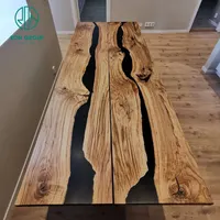 木製高級ヴィンテージデザインレストランヴィラ家具無垢材ダイニング川エポキシ樹脂テーブル