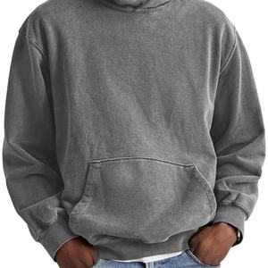 เสื้อฮู้ดดี้ทรงโอเวอร์ไซส์ผ้าฟลีซเนื้อนุ่มสไตล์วินเทจ ล้างสีแบบ Acid Wash สำหรับผู้ชาย ทรงหลวมใส่สบาย เหมาะสำหรับฤดูใบไม้ร่วง - Product Image 6