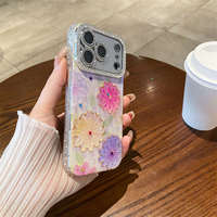 Coque de téléphone portable à paillettes laser motif floral pour iPhone 17 Air 16 15 14 Pro Max, étui antichoc en PC et TPU avec diamants brillants et protection de l'appareil photo