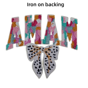 Presa di fabbrica MAMA ricamata <span class=keywords><strong>Patch</strong></span> con ciniglia colorata grande fiocco e Glitter oro per la festa della mamma in stile ferro per camicie - Product Image 6