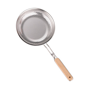 Ensemble de passoires en acier inoxydable avec poignée en bois, égouttoir perforé pour la cuisine, le drainage de l'huile des nouilles - Product Image 5