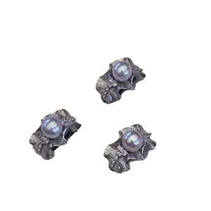 WENCHI 11623 ชุดอุปกรณ์ทำแหวนเงินแฟชั่น DIY พร้อมลูกปัดขนาด 9-12 มม. ขนาด 6 มม. 8 มม. ตกแต่งด้วยไข่มุก 925 แบบเปล่า - Product Image 2