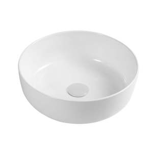 Lavabo Moderno Slim 01 de 385 mm, de Piedra Artificial Blanca, para Uso en Comedores y Hoteles, Lavabo de Cerámica de Estilo Moderno - Product Image 1