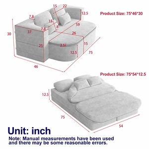 2-in-1 Foldable Convertible Corner <b>Sofa</b> Bed Modern Eco-Friendly Modular Design Durable Corduroy <b>Cover</b> <b>for</b> Living Room Bedroom - Product Image 6
