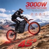 48V 3000W Electric Dirt Bike with 20Ah Battery Electric Motorcycle Adult Off-Road 60km/h Dual Suspension CE Certified Factory