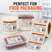 Étiquettes personnalisées pour yaourts, autocollants en rouleau BOPP blancs pour pots de produits laitiers avec impression de code-barres nutritionnel