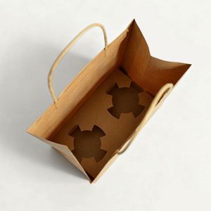 High-quality Eco Friendly Brown Fast Food Take Away Kraft Paper <b>Bag</b> Custom Logo Lamination Digital Printing Cotton Rope Handle - Product Image 1