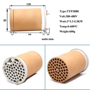 Lanchuang TYP38B8 380-480V 3*3.3-5.3Kw 85mm Diameter Ceramic Heating Element for Hot Air Soldering Gun