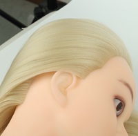 FH Formation Mannequin Coiffeur Tête Yaki Droite Blond Cheveux Synthétiques Tête de Poupée pour la Pratique de la Coiffure