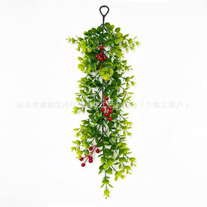 Artificial <b>Eucalyptus</b> Vine Wall Hanging Plant With Red Berries Plastic Decor 30cm-100cm Bouquet Style - Product Image 2