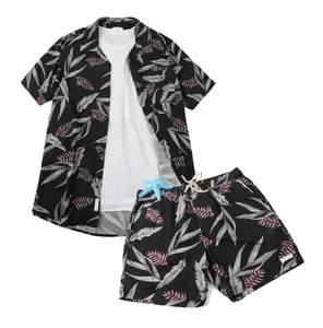 New Custom Rayon tessuto Stampato Floreale Mens Abbinabili A Due Pezzi Della Camicia e Pantaloncini Set per Hawaiian Beach