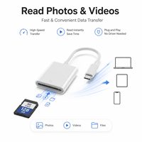 Lecteur de cartes SD TF USB C 2 en 1, adaptateur OTG pour ordinateur portable de type C, transfert de données de carte mémoire pour Windows MacOS