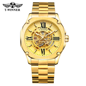 Montre-bracelet automatique de luxe pour homme T-winner, nouvelle collection, squelette, résistante à l'eau, en acier inoxydable, chiffres romains - Product Image 4