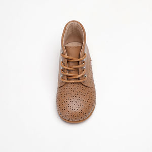 2025 nouveau Design en cuir véritable enfant en bas âge chaussons d'hiver à lacets bébé bottes supérieur Laser trous plat cheville hauteur pour garçons filles - Product Image 4