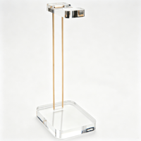 Support pour casque en acrylique transparent, support de présentation de casque de bureau en métal doré, support pour écouteurs en acrylique personnalisé