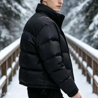 Doudoune matelassée coupe-vent en polyester épais pour homme, broderie classique, vente en gros
