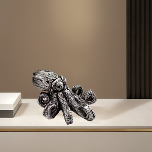 Decoración de acuario con forma de pulpo, coral, bronce, plata, gris, adorno artesanal de resina para decoración artística de peceras - Product Image 3