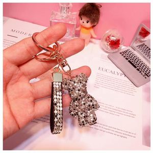 Hot Sale Strass Rhinestone Bear Animal <b>Leather</b> Strap <b>KeyChain</b> - Product Image 4