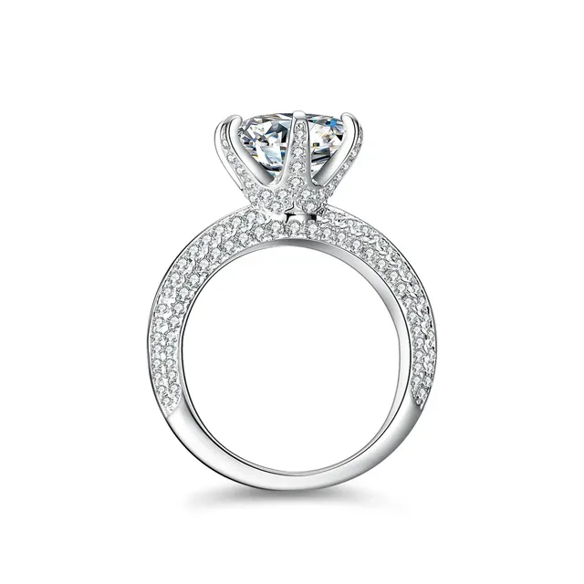 High-end and Fashionable CuteRomantic Engagement Women's 3-carat Half Open Platinum PT950 Moissanite Wedding Band Ring