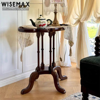 WISEMAX FURNITURE Meubles rétro américains, table d'appoint en bois massif, table basse ovale vintage, petite table basse pour appartement