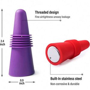 Bouchon de bouteille en silicone et acier inoxydable pour vin rouge, bière et assaisonnements, avec logo personnalisé, vente en gros - Product Image 4