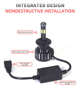 YD 360-6 Phares automatiques latéraux CSP 55W 6000K 20000LM <span class=keywords><strong>Ampoule</strong></span> <span class=keywords><strong>LED</strong></span> blanche H3 12V Ajustement universel Neuf - Product Image 3